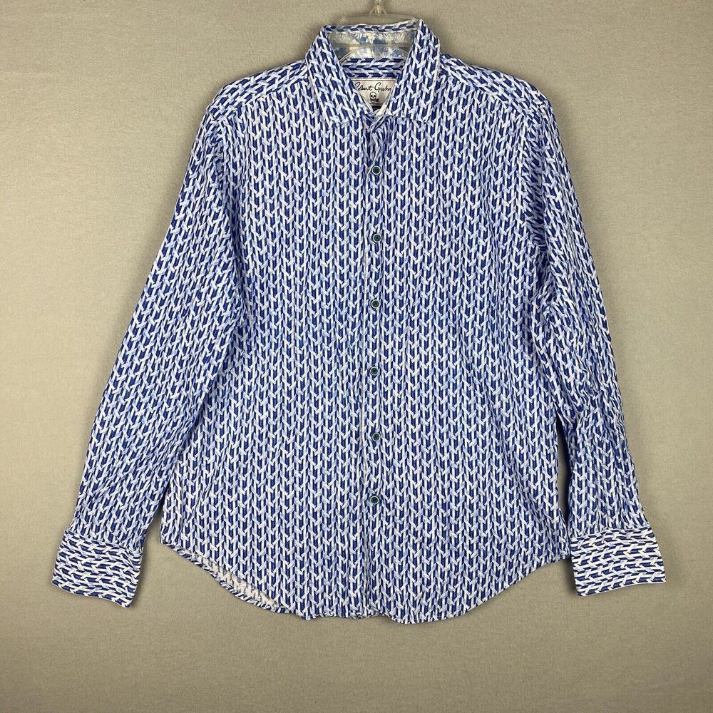 Robert Graham Large Classic Fit Long Sleeve Geometric Floral Cotton/Linen Shirt